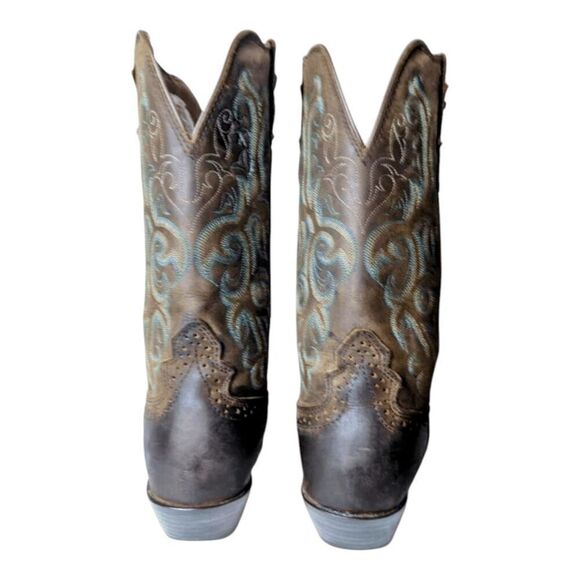 JUSTIN BOOTS 12' Square Toe Stampede Western Boot Size 9 - Picture 5 of 10